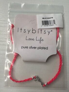 Pure Silver Plated 'Love' Bracelet in Bright Pink